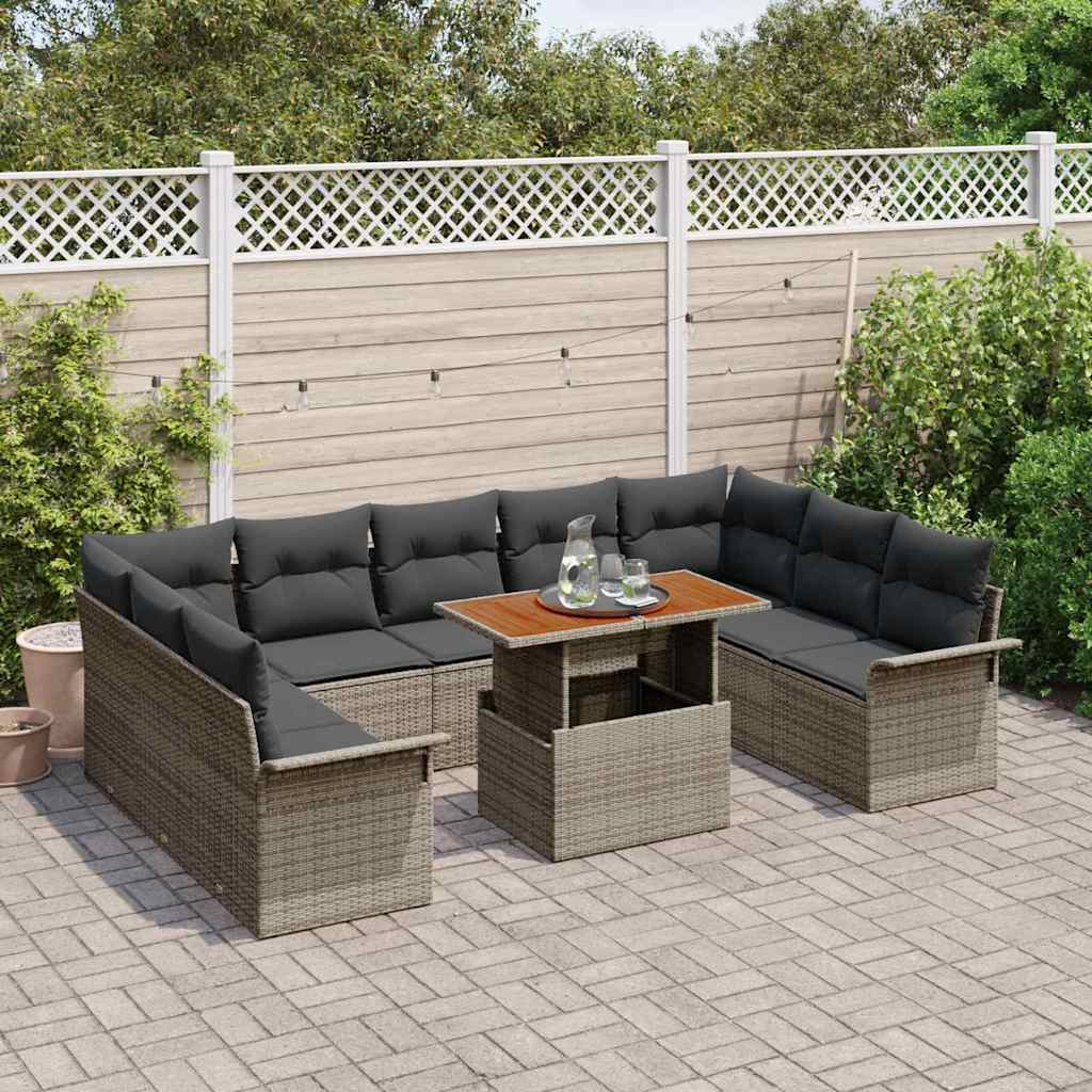 8721158994905_mo-im_en_hd_2 vidaXL Garden Sofa Set with Cushion 10 pcs Grey 100 x 55 x 73 cm - Image 3