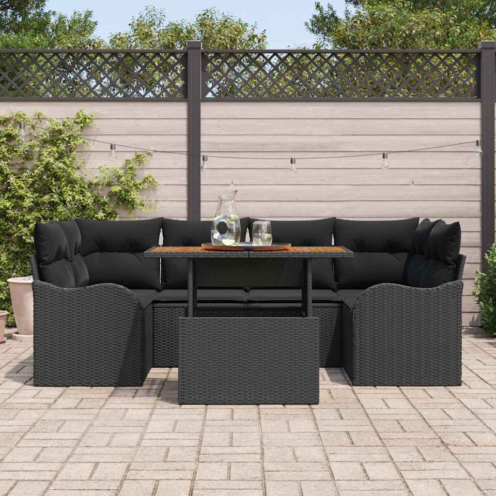 8721158995285_mo-im_en_hd_2 vidaXL Garden Sofa Set with Cushion 7 pcs Black 100 x 55 x 73 cm - Image 3