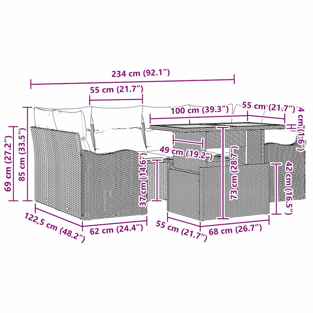 8721158995285_wbg-siz_en_hd_1 vidaXL Garden Sofa Set with Cushion 7 pcs Black 100 x 55 x 73 cm - Image 11