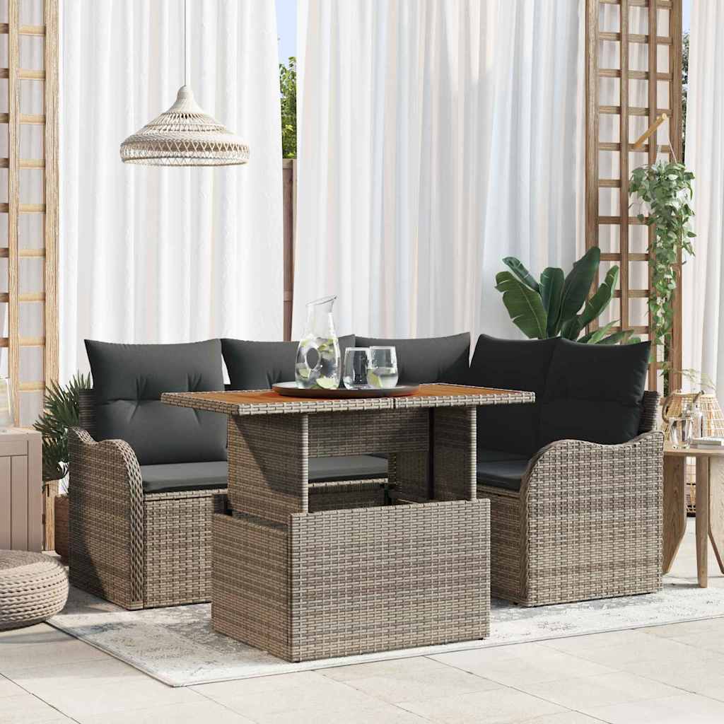 vidaXL Garden Sofa Set with Cushion Manual 5 pcs Grey 100 x 55 x 73 cm