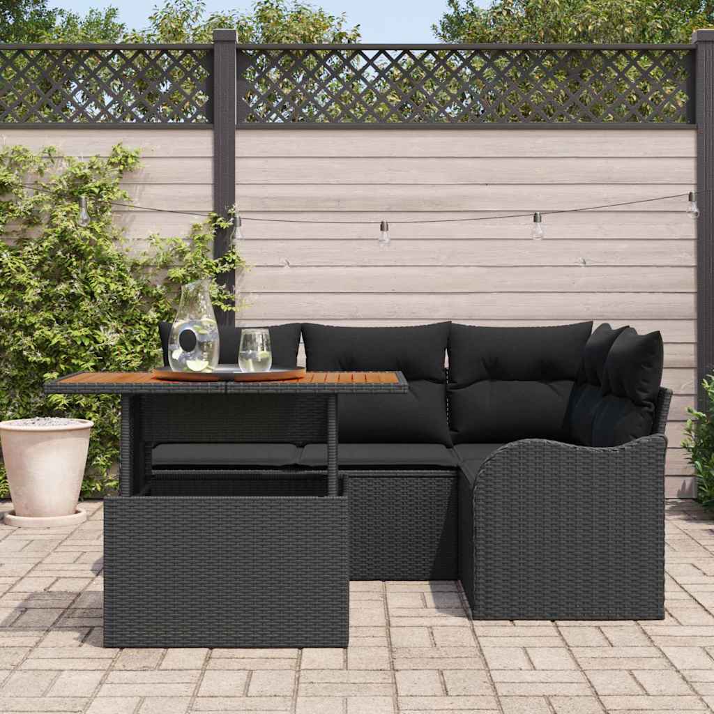 8721158995704_mo-im_en_hd_2 vidaXL Garden Sofa Set with Cushion 5 pcs Black 100 x 55 x 73 cm - Image 3