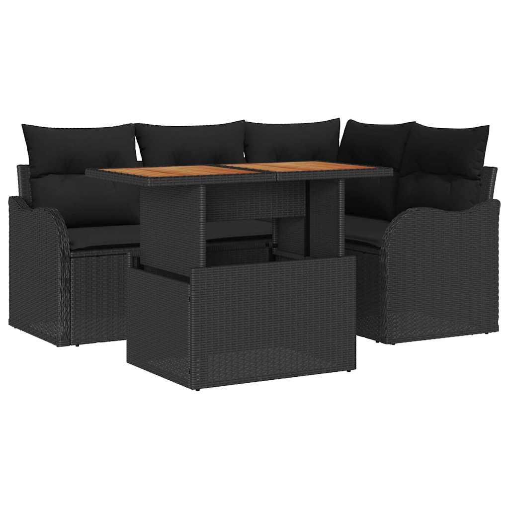 8721158995704_wbg-an-m_en_hd_5 vidaXL Garden Sofa Set with Cushion 5 pcs Black 100 x 55 x 73 cm - Image 2