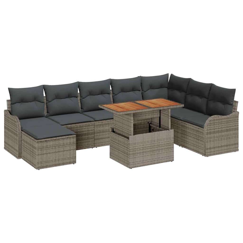 8721158996091_wbg-an-m_en_hd_6 vidaXL Garden Sofa Set 9 pcs Grey Poly rattan and powder-coated steel - Image 2