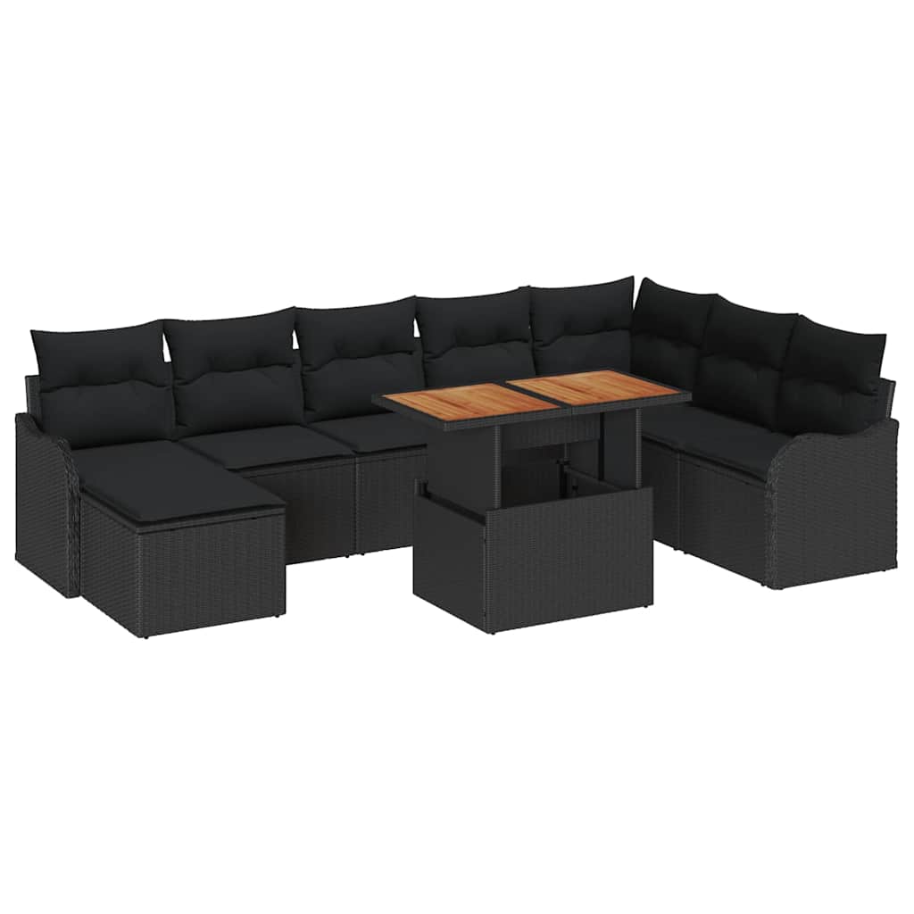 8721158996121_wbg-an-m_en_hd_6 vidaXL Garden Sofa Set 9 pcs Black Poly rattan and powder-coated steel - Image 2