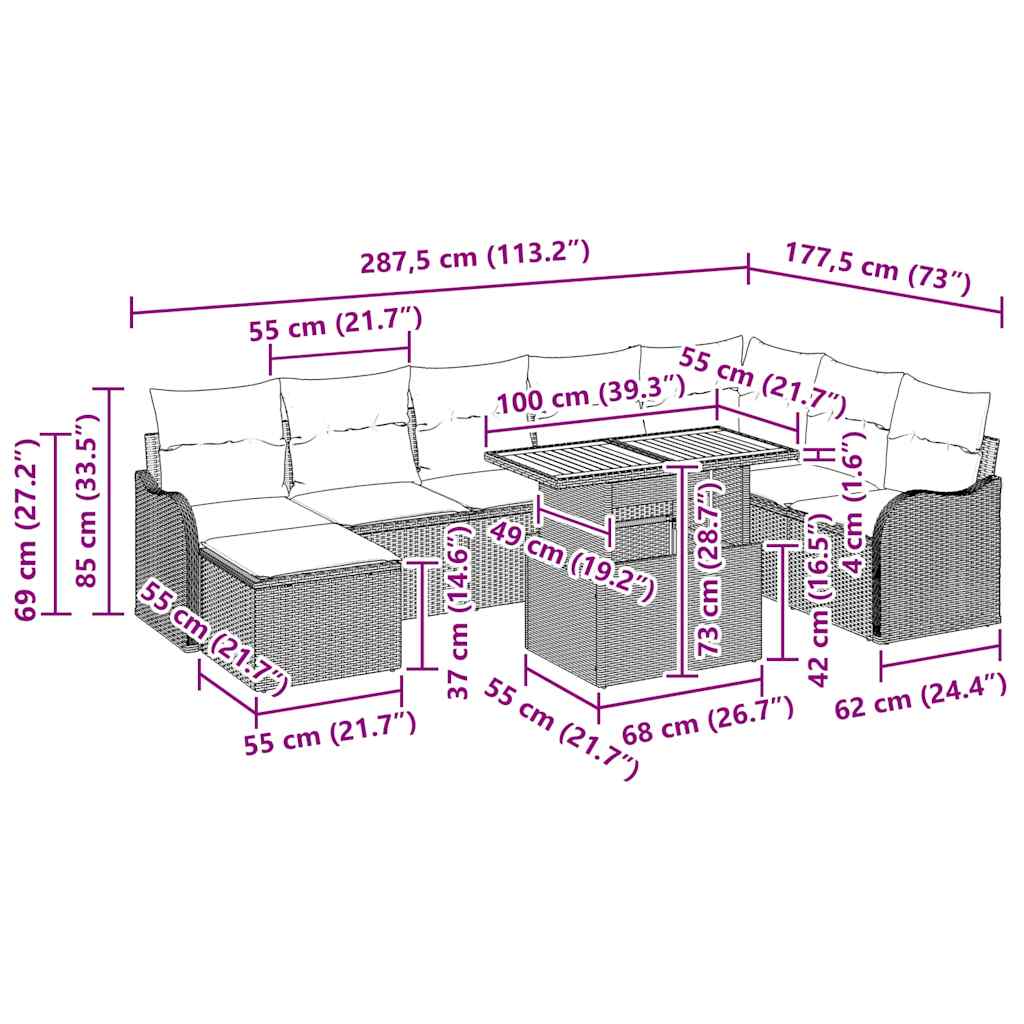 8721158996121_wbg-siz_en_hd_1 vidaXL Garden Sofa Set 9 pcs Black Poly rattan and powder-coated steel - Image 12