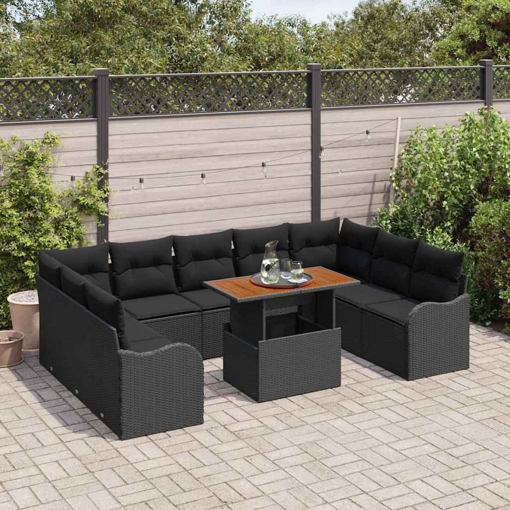 8721158996190_mo-im_en_hd_2 vidaXL Garden Sofa Set with Cushion 10 pcs Black 100 x 55 x 73 cm - Image 3