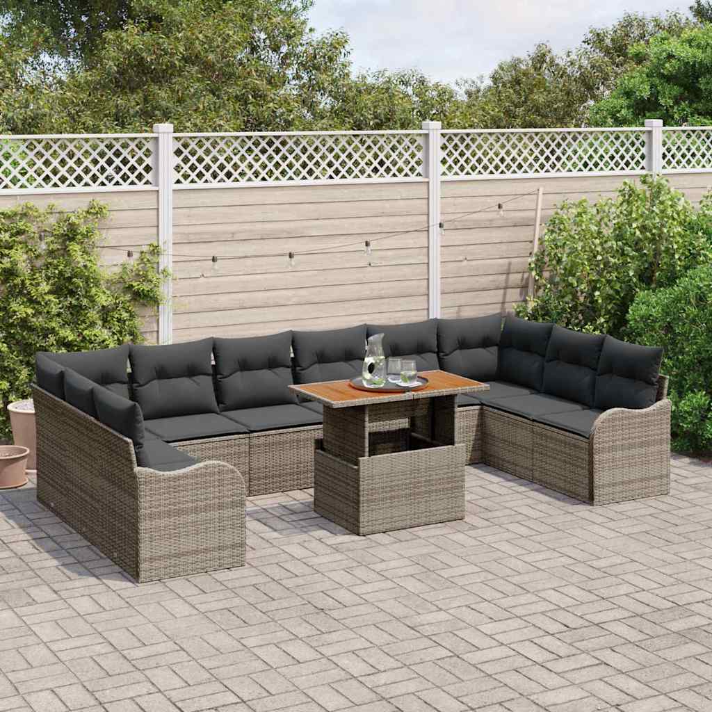 8721158996237_mo-im_en_hd_2 vidaXL Garden Sofa Set with Cushion 11 pcs Grey 100 x 55 x 73 cm - Image 3
