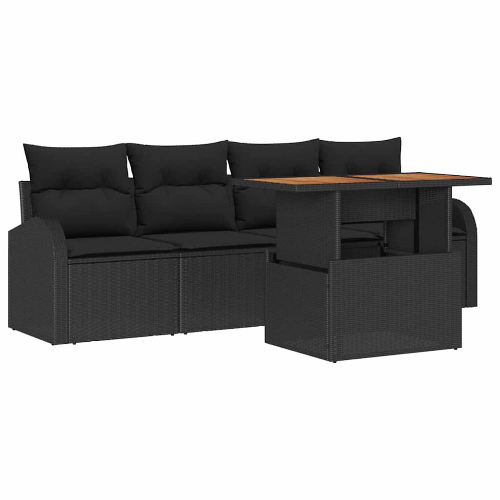 8721158996336_wbg-an-m_en_hd_4 vidaXL Garden Sofa Set with Cushion 5 pcs Black 100 x 55 x 73 cm - Image 2