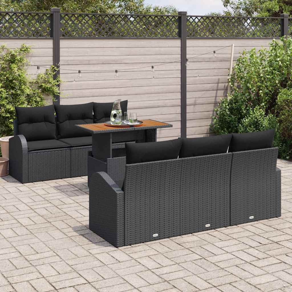 8721158996473_mo-im_en_hd_2 vidaXL Garden Sofa Set with Cushion 7 pcs Black 100 x 55 x 73 cm - Image 3