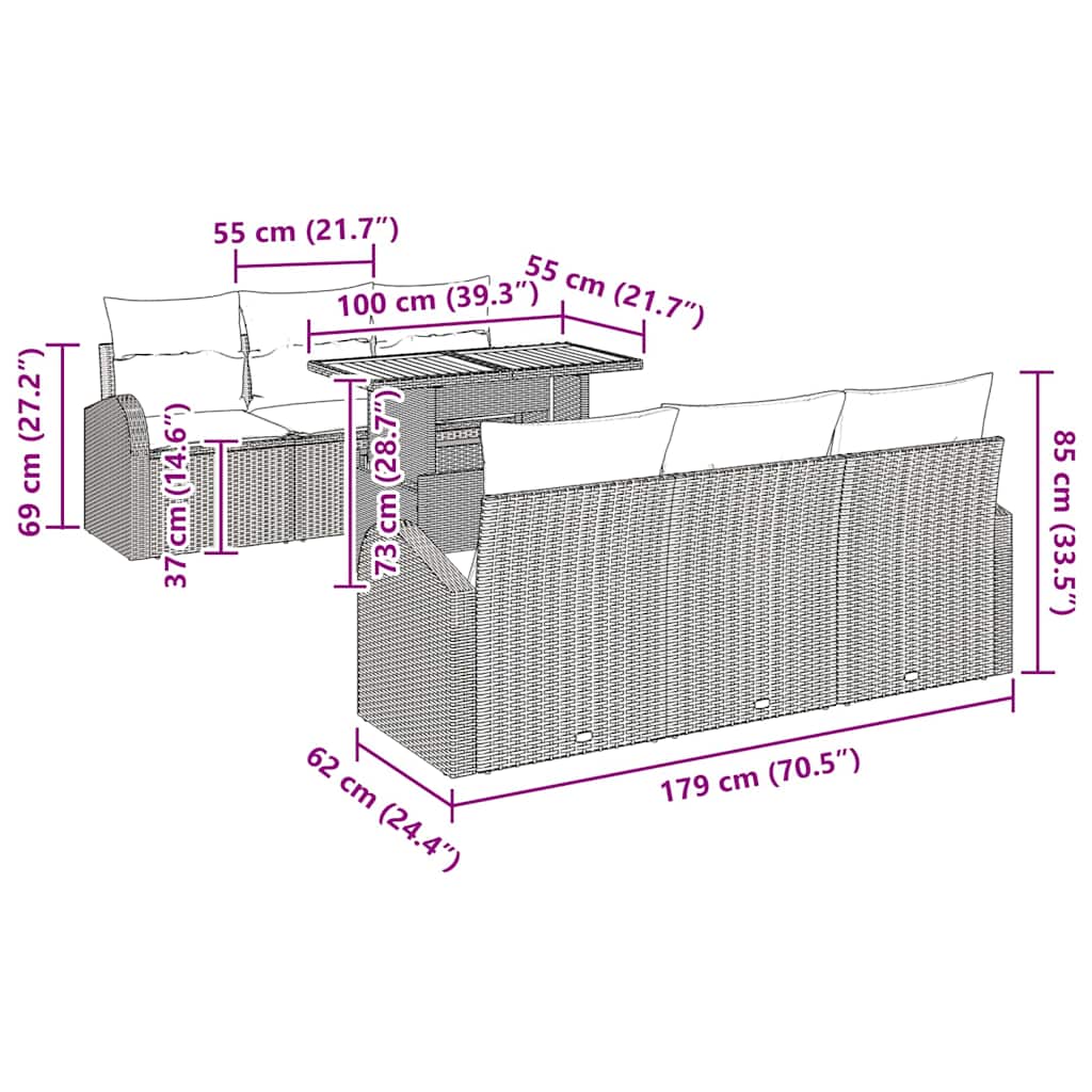 8721158996473_wbg-siz_en_hd_1 vidaXL Garden Sofa Set with Cushion 7 pcs Black 100 x 55 x 73 cm - Image 10