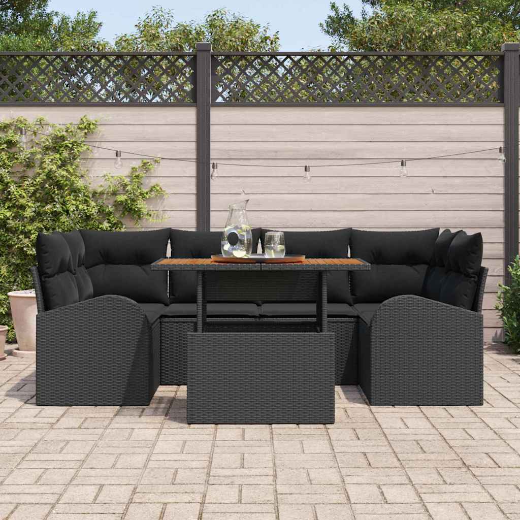 8721158996541_mo-im_en_hd_2 vidaXL Garden Sofa Set with Cushion 7 pcs Black 100 x 55 x 73 cm - Image 3