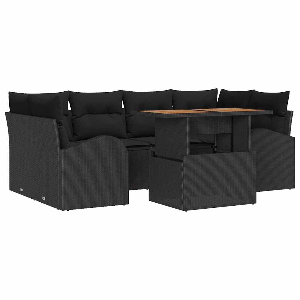 8721158996541_wbg-an-m_en_hd_5 vidaXL Garden Sofa Set with Cushion 7 pcs Black 100 x 55 x 73 cm - Image 2