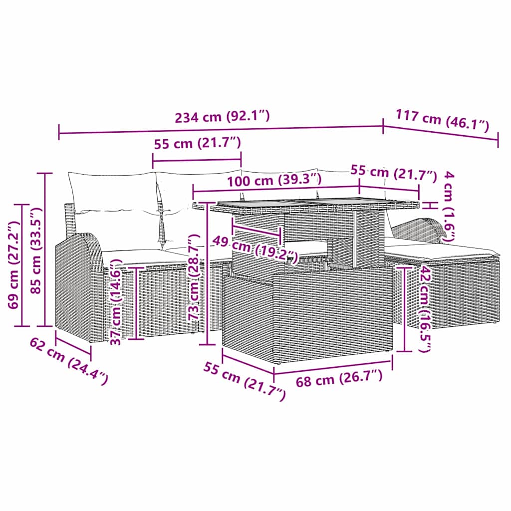 8721158996893_wbg-siz_en_hd_1 vidaXL Garden Sofa Set with Cushion 6 pcs Black - Image 11