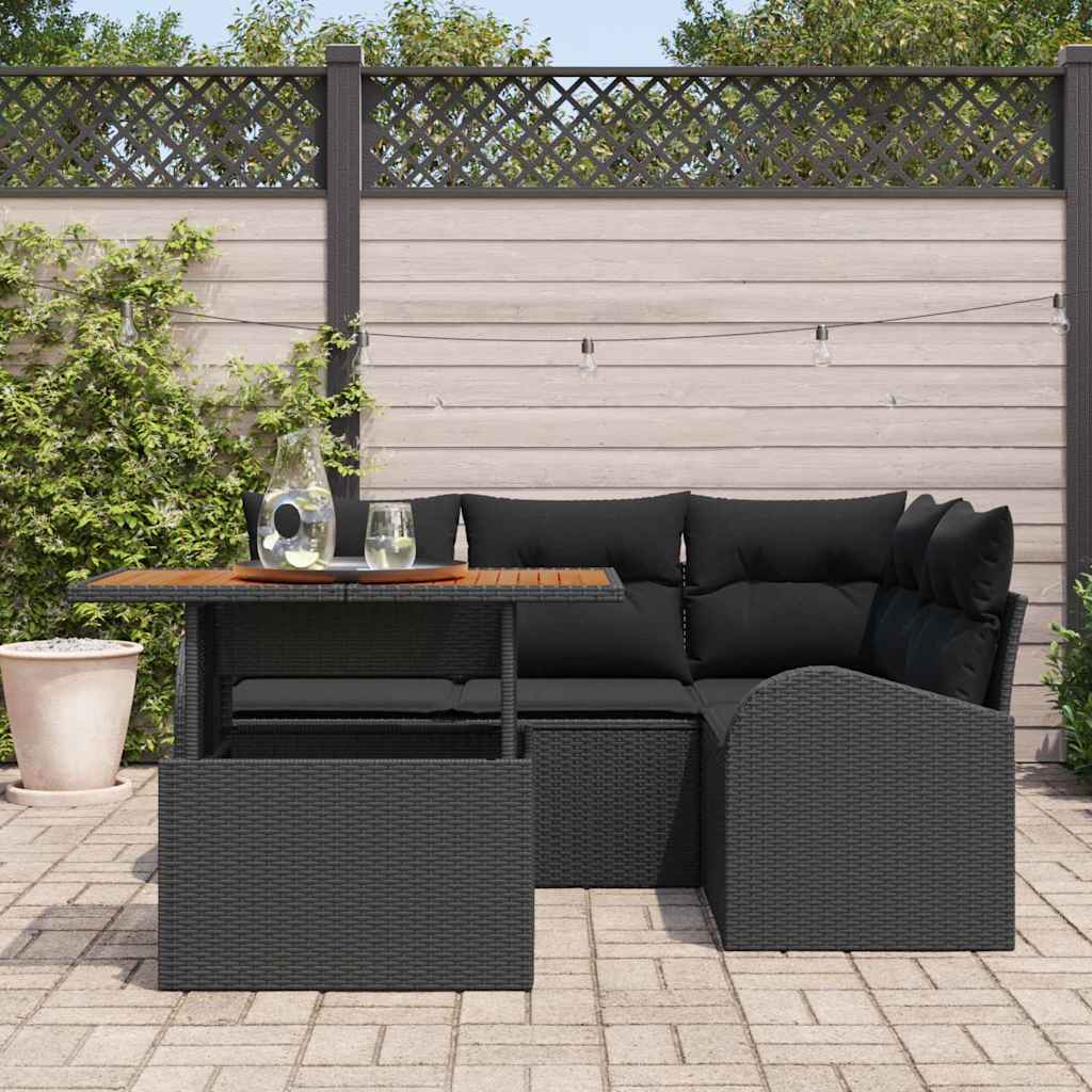 8721158996961_mo-im_en_hd_2 vidaXL Garden Sofa Set with Cushion 5 pcs Black 100 x 55 x 73 cm - Image 3