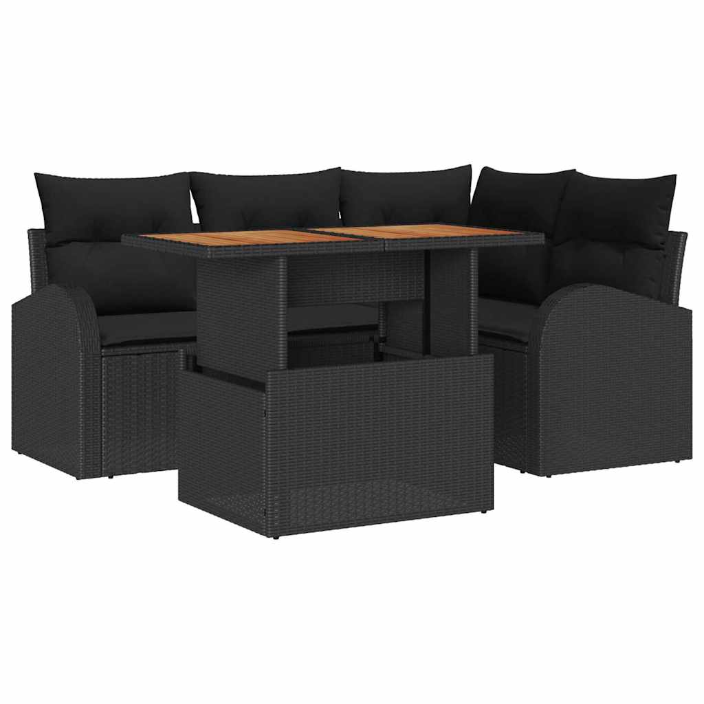 8721158996961_wbg-an-m_en_hd_5 vidaXL Garden Sofa Set with Cushion 5 pcs Black 100 x 55 x 73 cm - Image 2