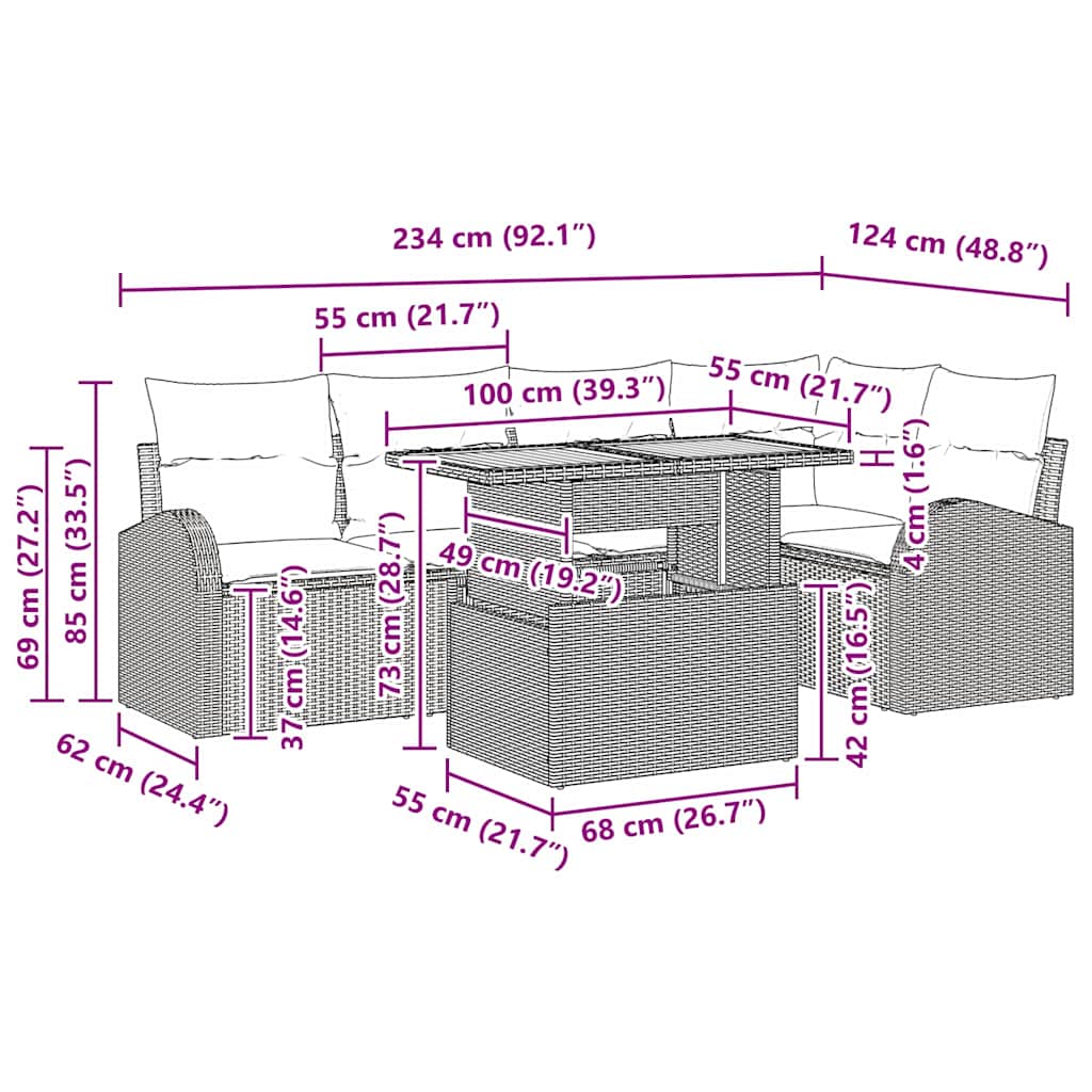 8721158997036_wbg-siz_en_hd_1 vidaXL Garden Sofa Set with Cushion 6 pcs Black 100 x 55 x 73 cm - Image 11