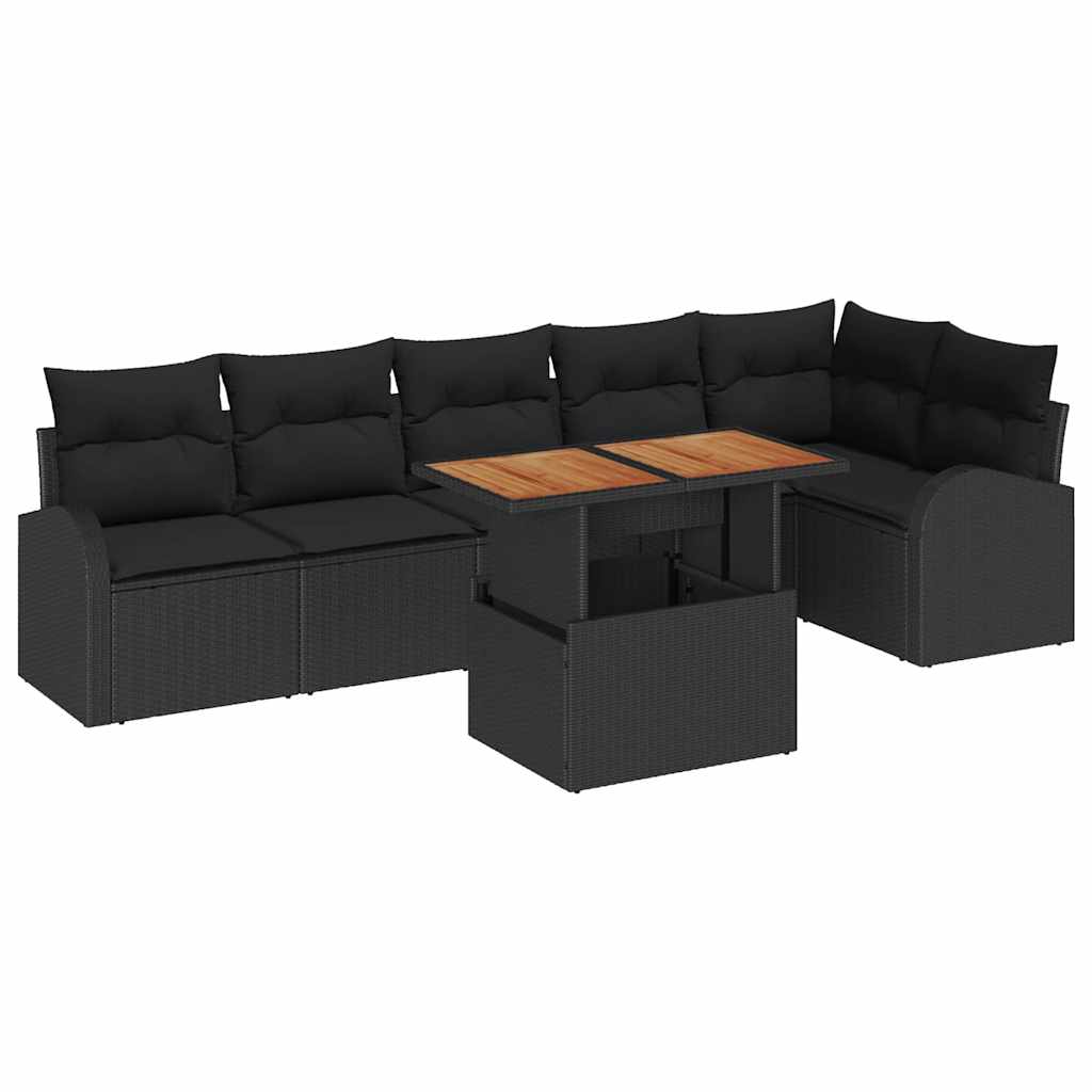 8721158997104_wbg-an-m_en_hd_5 vidaXL Garden Sofa Set with Cushion 7 pcs Black 100 x 55 x 73 cm - Image 2