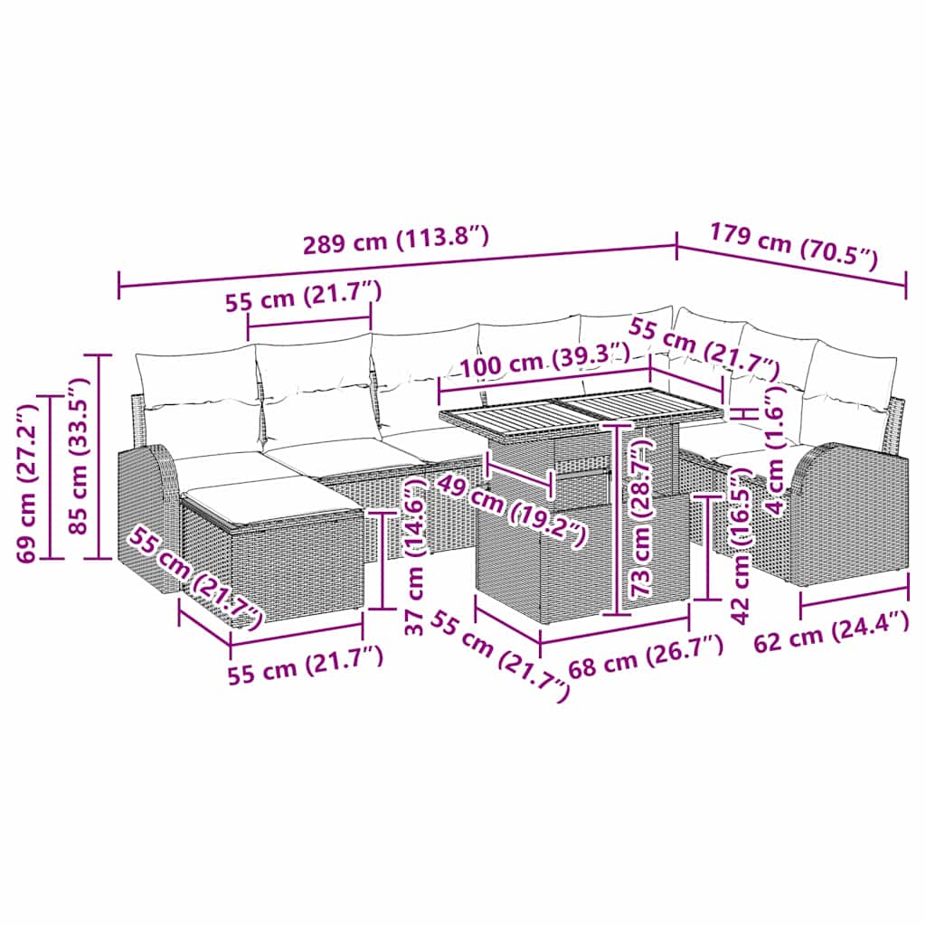 8721158997388_wbg-siz_en_hd_1 vidaXL Garden Sofa Set 9 pcs Black Poly rattan, powder-coated steel - Image 12