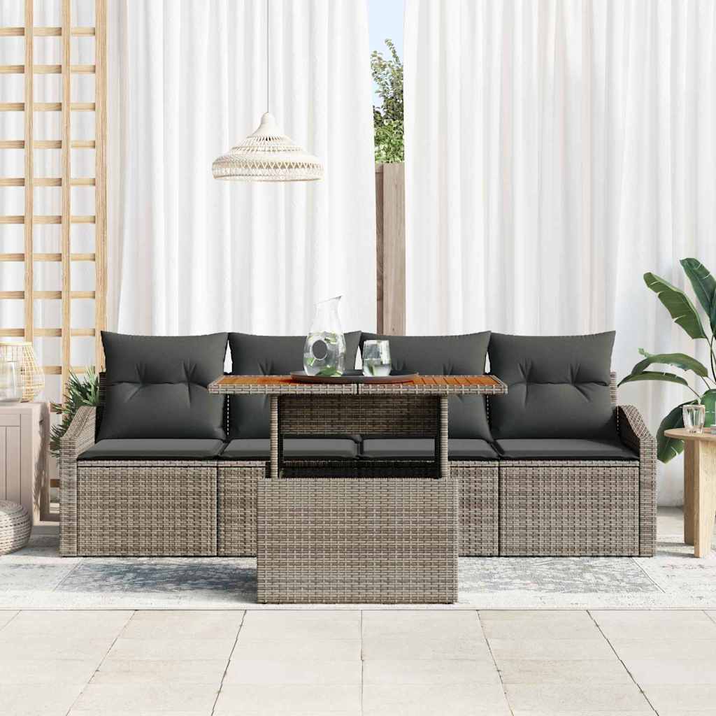 8721158998828_mo-im_en_hd_2 vidaXL Garden Sofa Set with Cushion 5 pcs Grey Poly rattan - Image 3