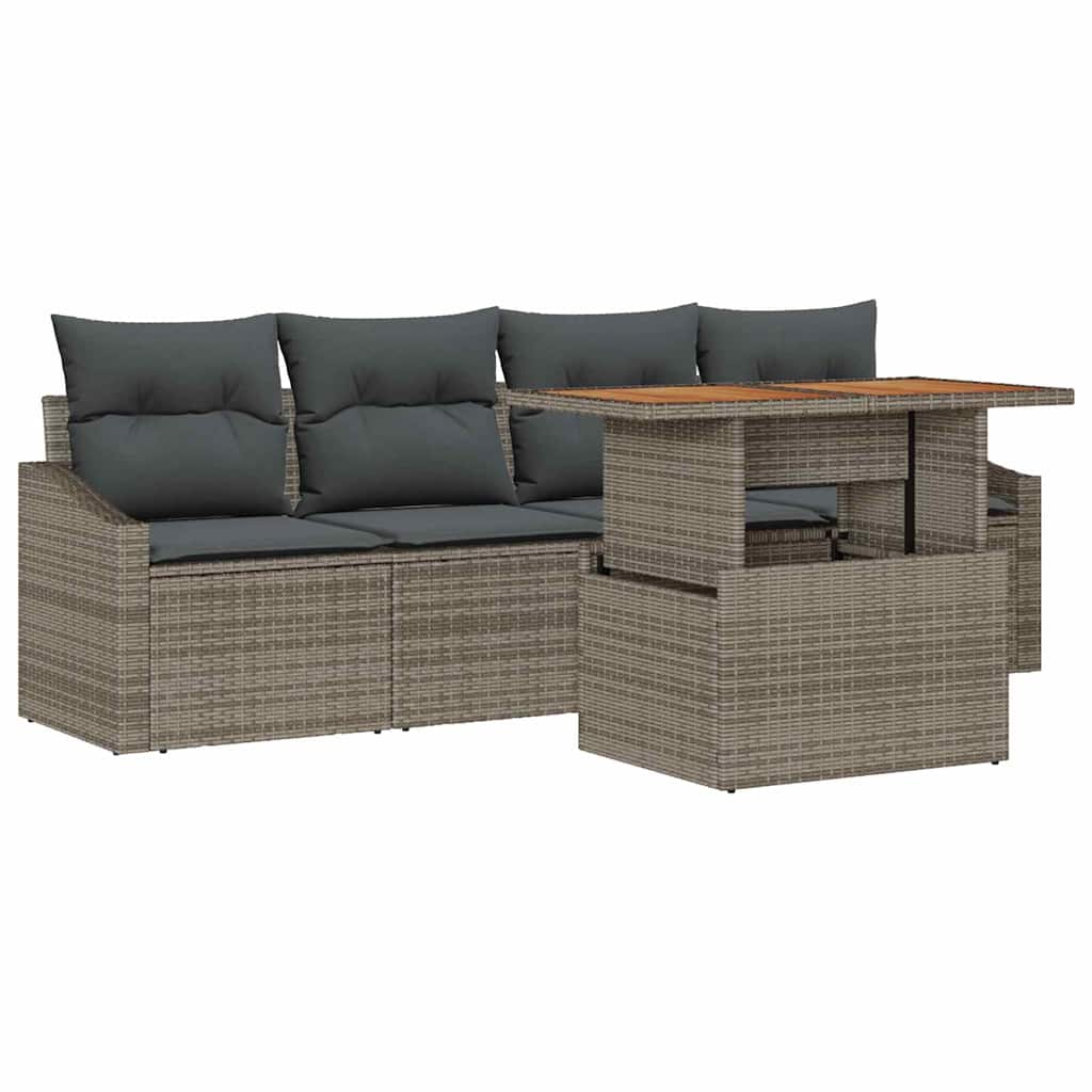 8721158998828_wbg-an-m_en_hd_4 vidaXL Garden Sofa Set with Cushion 5 pcs Grey Poly rattan - Image 2