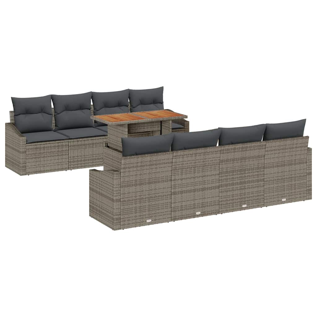 8721158999245_wbg-an-m_en_hd_4 vidaXL Garden Dining Set Manual 9 pcs Grey and Brown 100 x 55 x 73 cm - Image 2