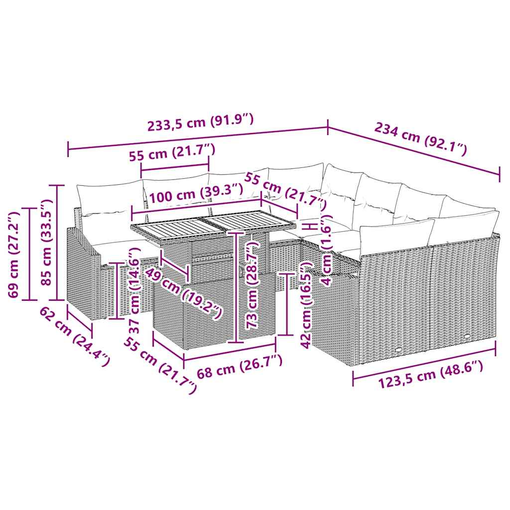 8721158999344_wbg-siz_en_hd_1 vidaXL Garden Dining Set with Cushion Black and Brown 100 x 55 x 73 cm - Image 11