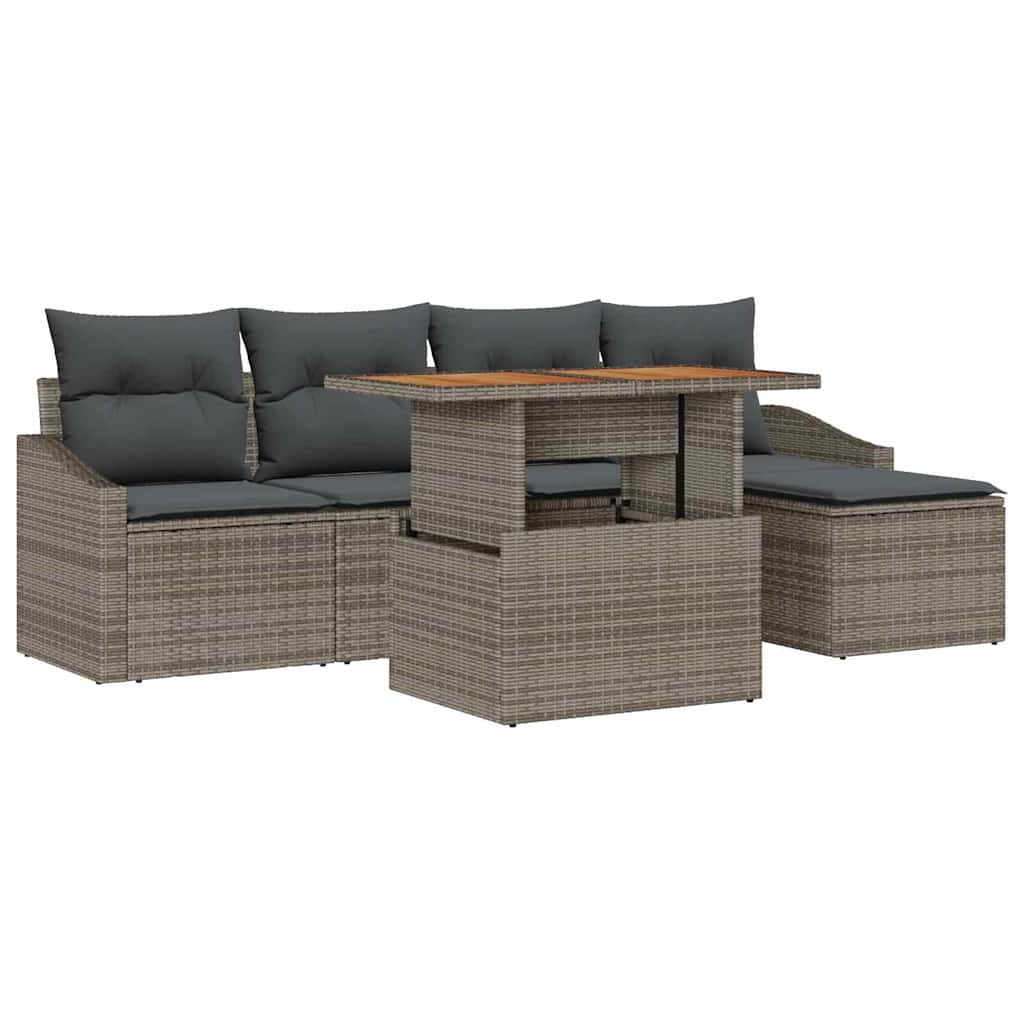 8721158999382_wbg-an-m_en_hd_5 vidaXL Garden Dining Set with Cushion 6 pcs Grey and Brown - Image 2