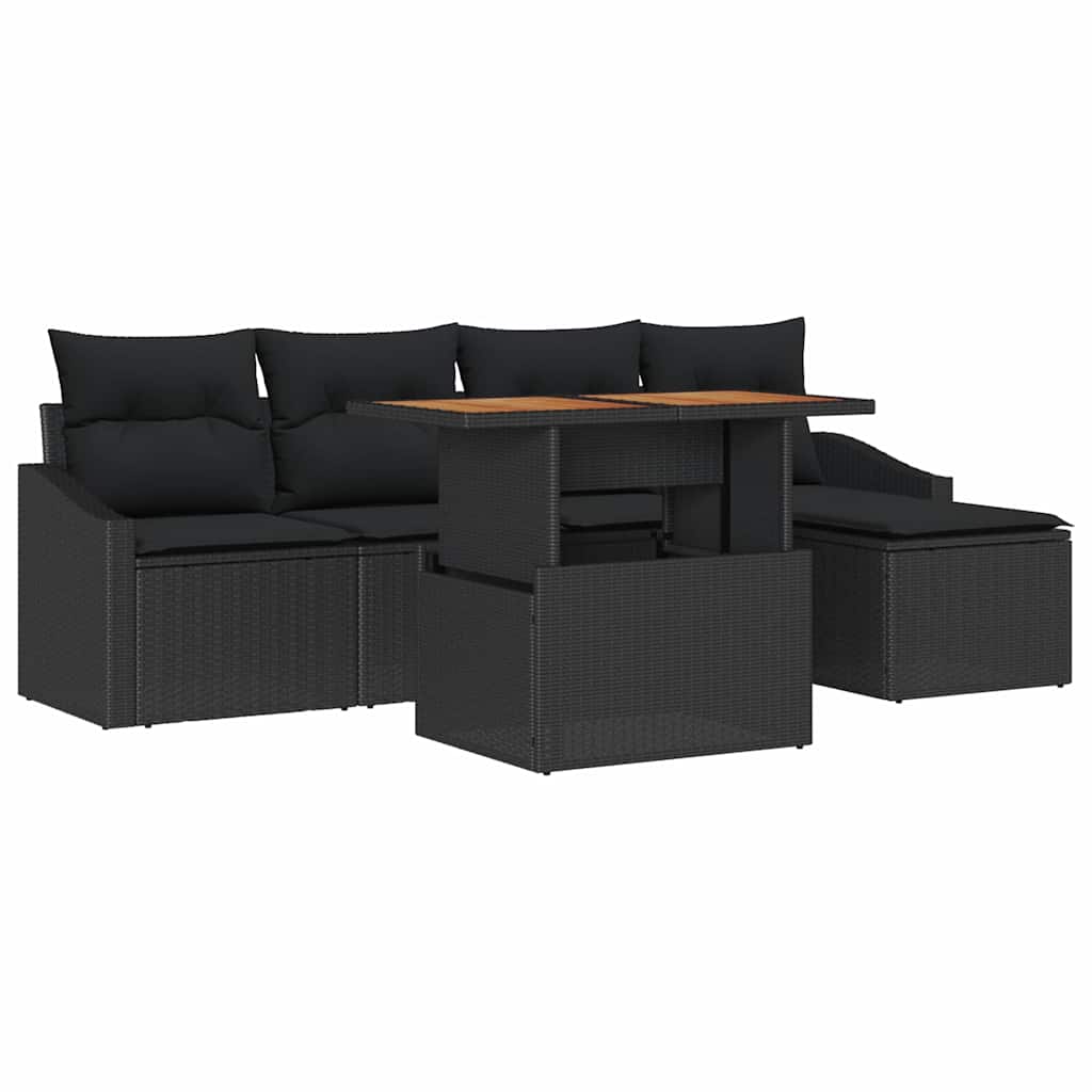 8721158999412_wbg-an-m_en_hd_5 vidaXL Garden Dining Set with Cushion 6 pcs Black and Brown - Image 2