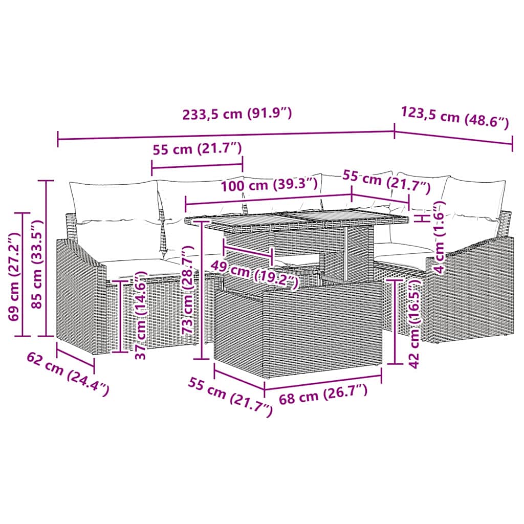 8721158999559_wbg-siz_en_hd_1 vidaXL Garden Dining Set with Cushion Black and Brown 100 x 55 x 73 cm - Image 11
