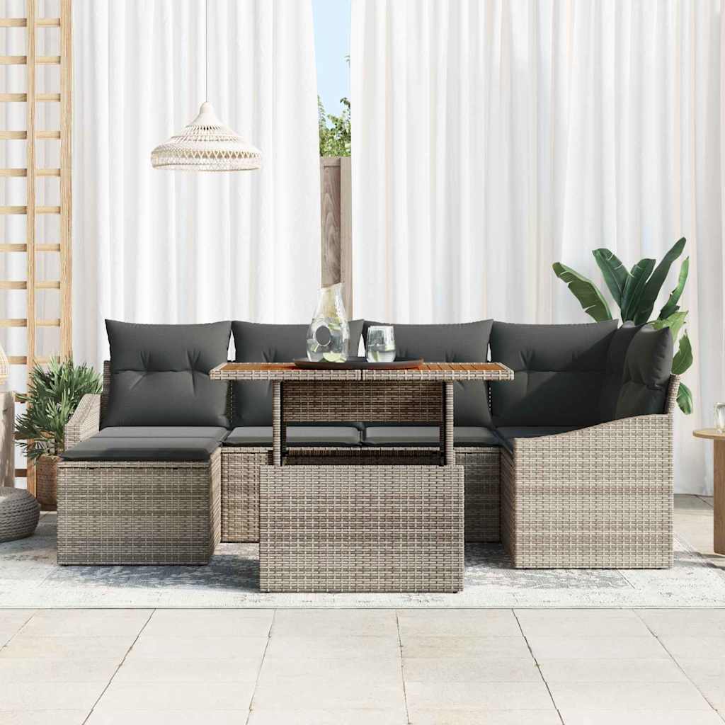 8721158999733_mo-im_en_hd_2 vidaXL Garden Dining Set with Cushion 7 pcs Grey and Brown - Image 3