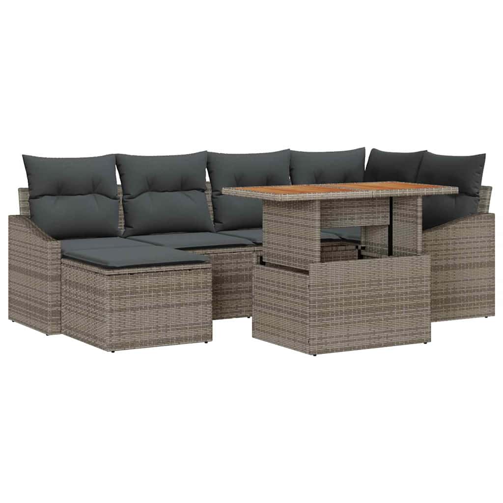 8721158999733_wbg-an-m_en_hd_6 vidaXL Garden Dining Set with Cushion 7 pcs Grey and Brown - Image 2