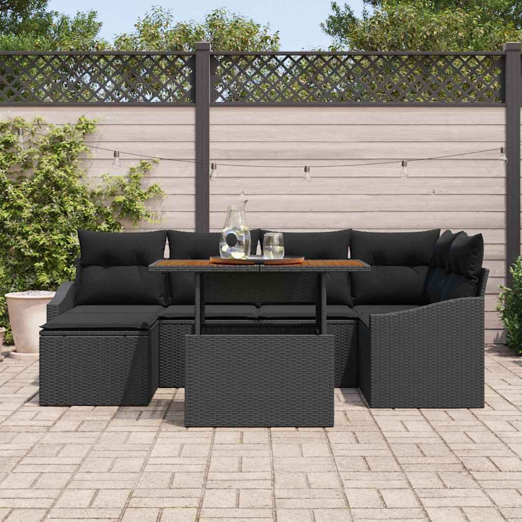 8721158999764_mo-im_en_hd_2 vidaXL Garden Dining Set with Cushion 7 pcs Black and Brown - Image 3