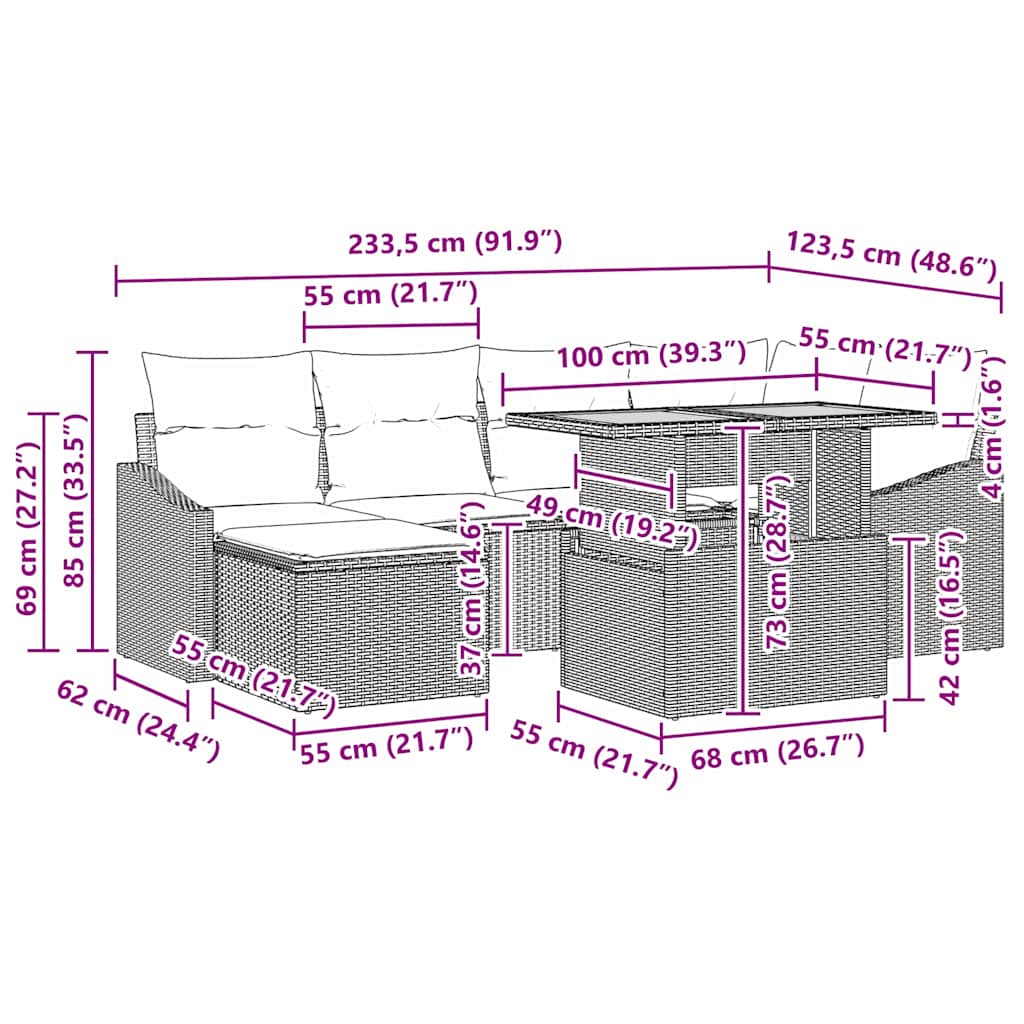 8721158999764_wbg-siz_en_hd_1 vidaXL Garden Dining Set with Cushion 7 pcs Black and Brown - Image 12