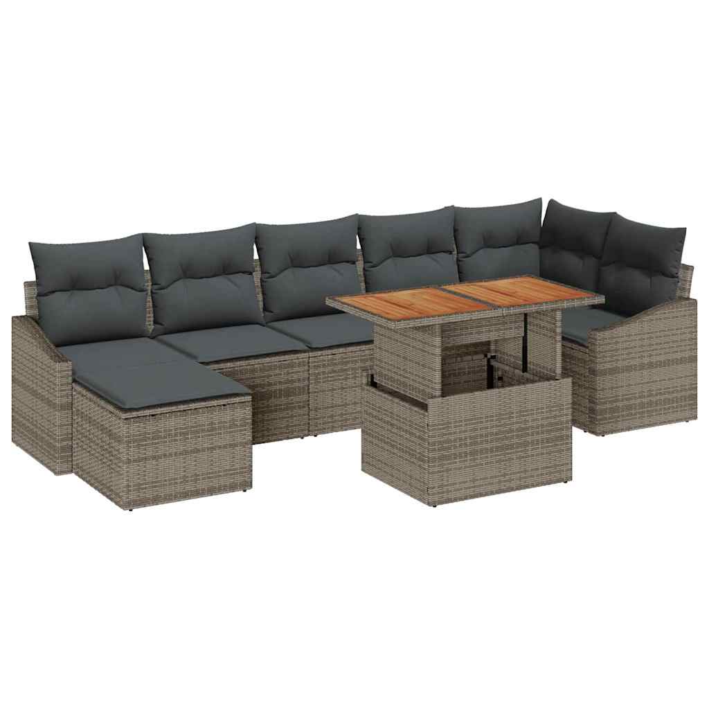8721158999801_wbg-an-m_en_hd_6 vidaXL Garden Dining Set with Cushion 8 pcs Grey and Brown - Image 2