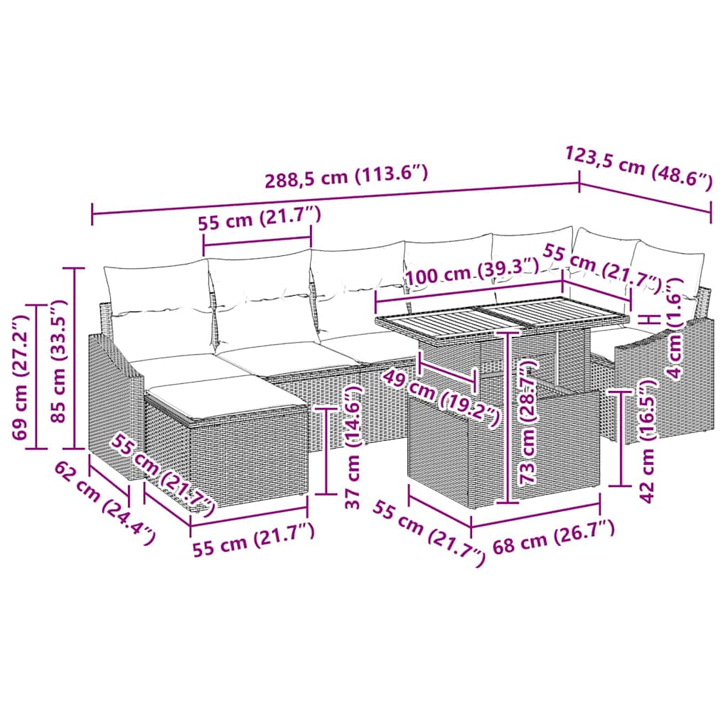 8721158999832_wbg-siz_en_hd_1 vidaXL Garden Dining Set with Cushion 8 pcs Black and Brown - Image 12