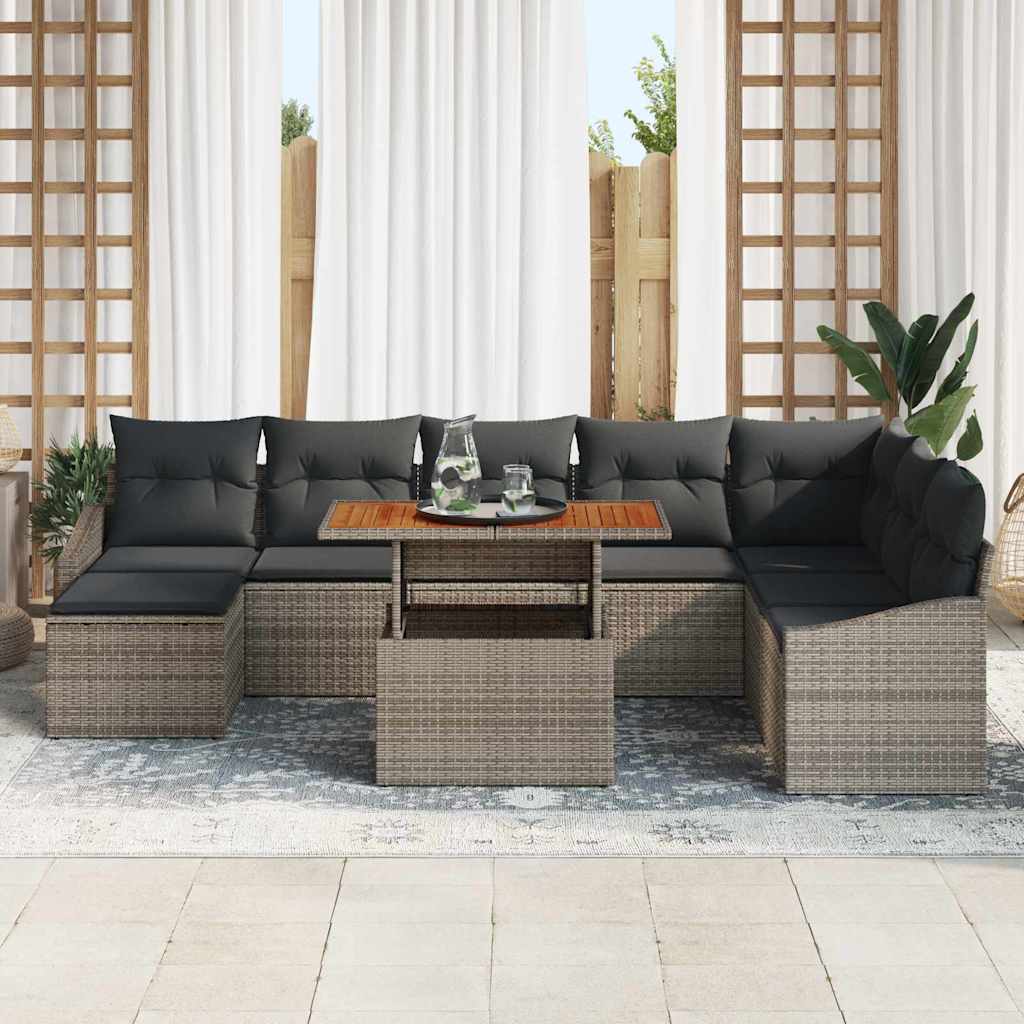 8721158999870_mo-im_en_hd_2 vidaXL Garden Dining Set with Cushion 9 pcs Grey and Brown - Image 3