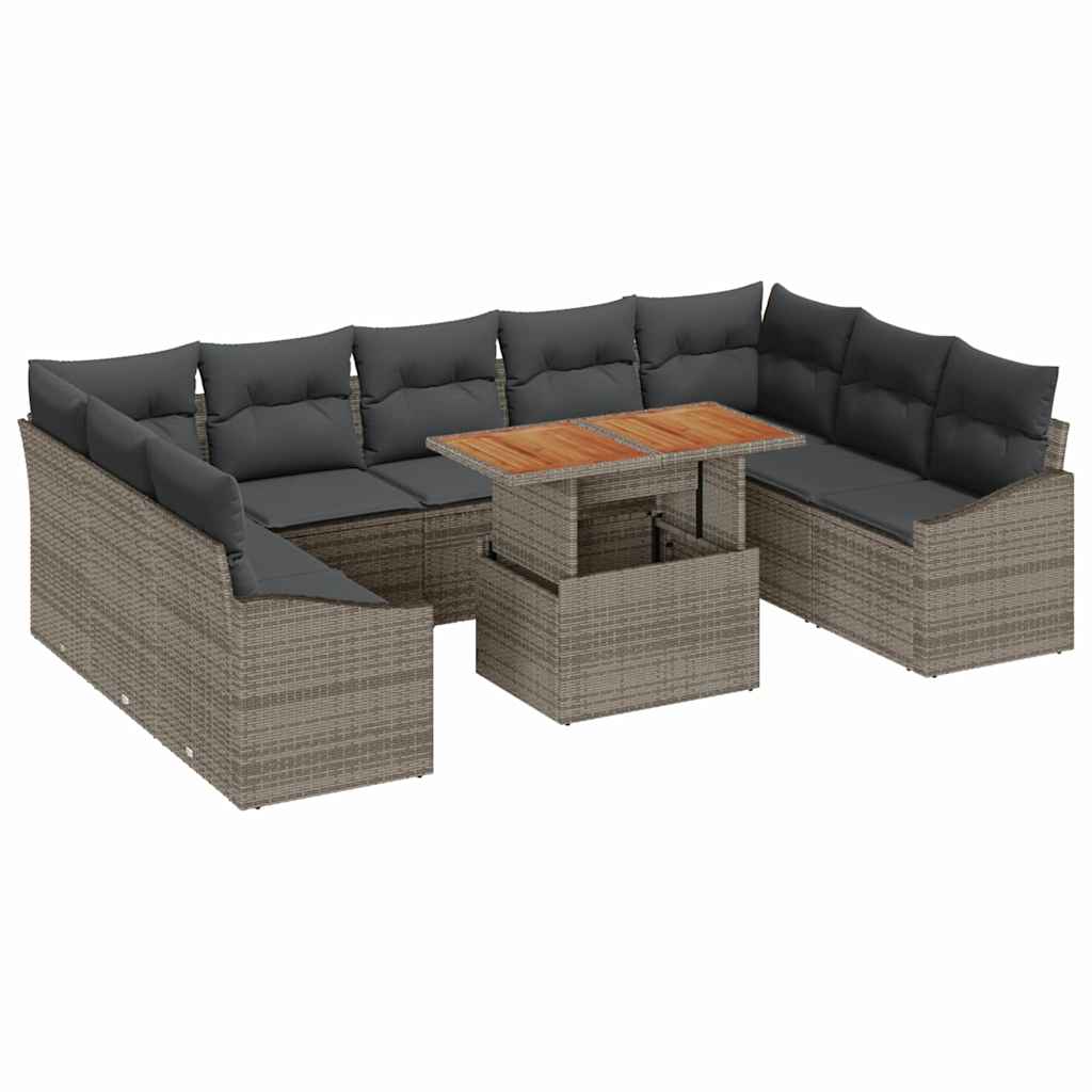 8721158999948_wbg-an-m_en_hd_5 vidaXL Garden Dining Set Manual 10 pcs Grey and Brown 100 x 55 x 73 cm - Image 2