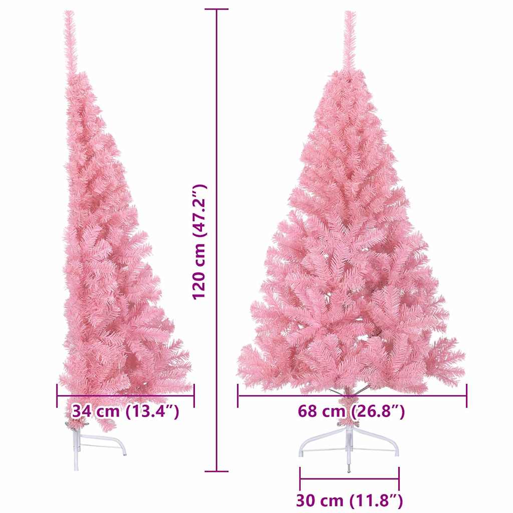 8721288280060_wbg-siz_en_hd_1 vidaXL Artificial Pre-lit Christmas Tree with 150 LEDs Pink 120 cm PVC - Image 13