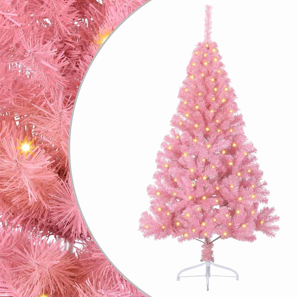 8721288280190_wbg-an-m_en_hd_1 vidaXL Artificial Pre-lit Christmas Tree Pink 150 cm PVC - Image 2
