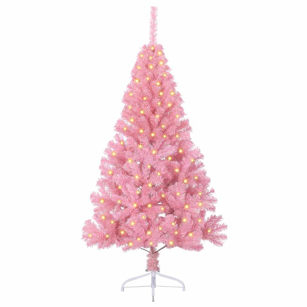 8721288280190_wbg-fr_en_hd_2 vidaXL Artificial Pre-lit Christmas Tree Pink 150 cm PVC - Image 3