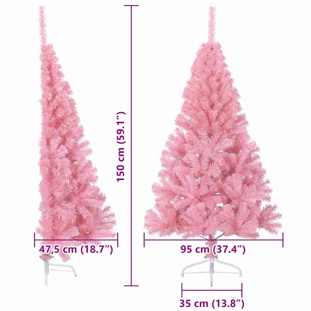 8721288280190_wbg-siz_en_hd_1 vidaXL Artificial Pre-lit Christmas Tree Pink 150 cm PVC - Image 13