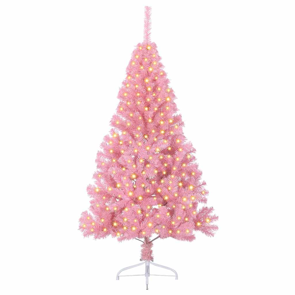 8721288280329_wbg-fr_en_hd_2 vidaXL Artificial Pre-lit Christmas Tree Pink 180 cm PVC - Image 3