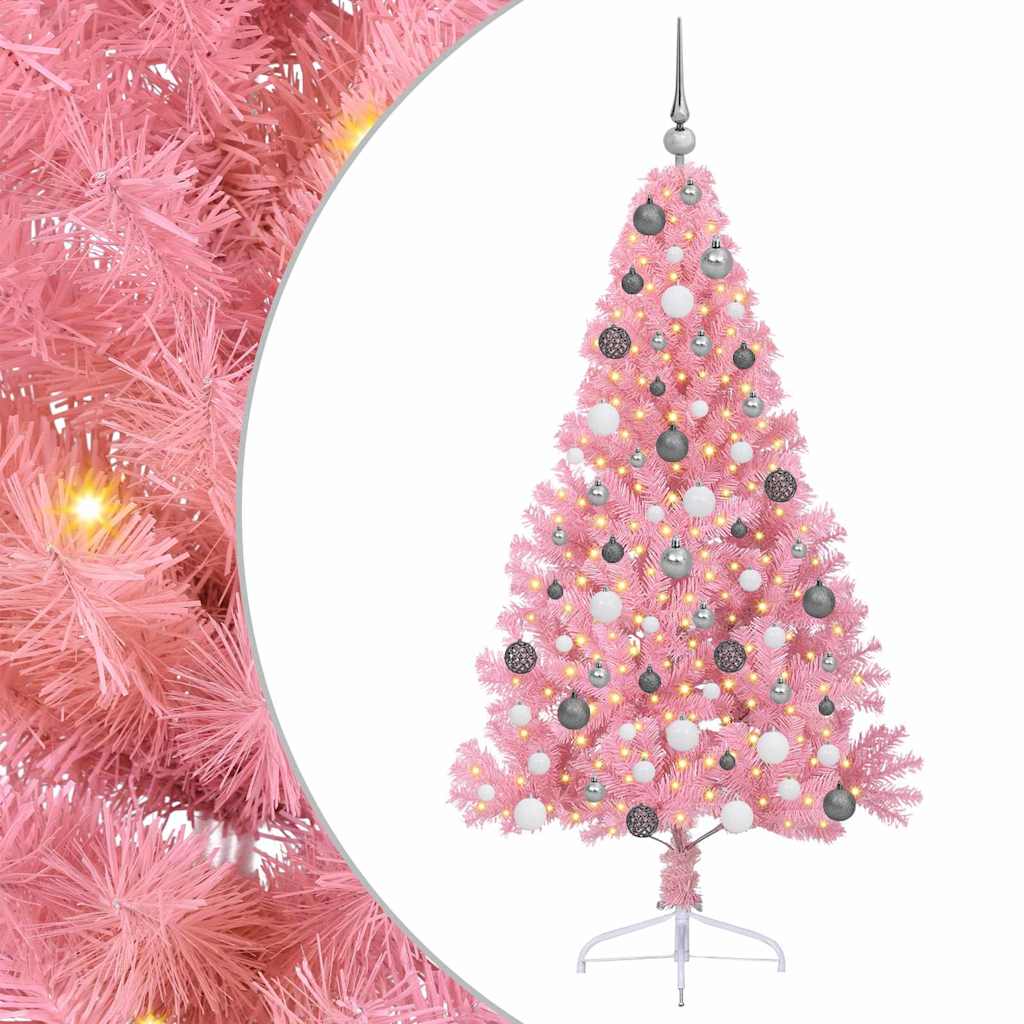 8721288280350_wbg-an-m_en_hd_1 vidaXL Artificial Pre-lit Christmas Tree Pink 180 cm PVC - Image 2