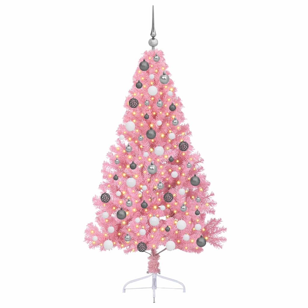 8721288280350_wbg-fr_en_hd_2 vidaXL Artificial Pre-lit Christmas Tree Pink 180 cm PVC - Image 3