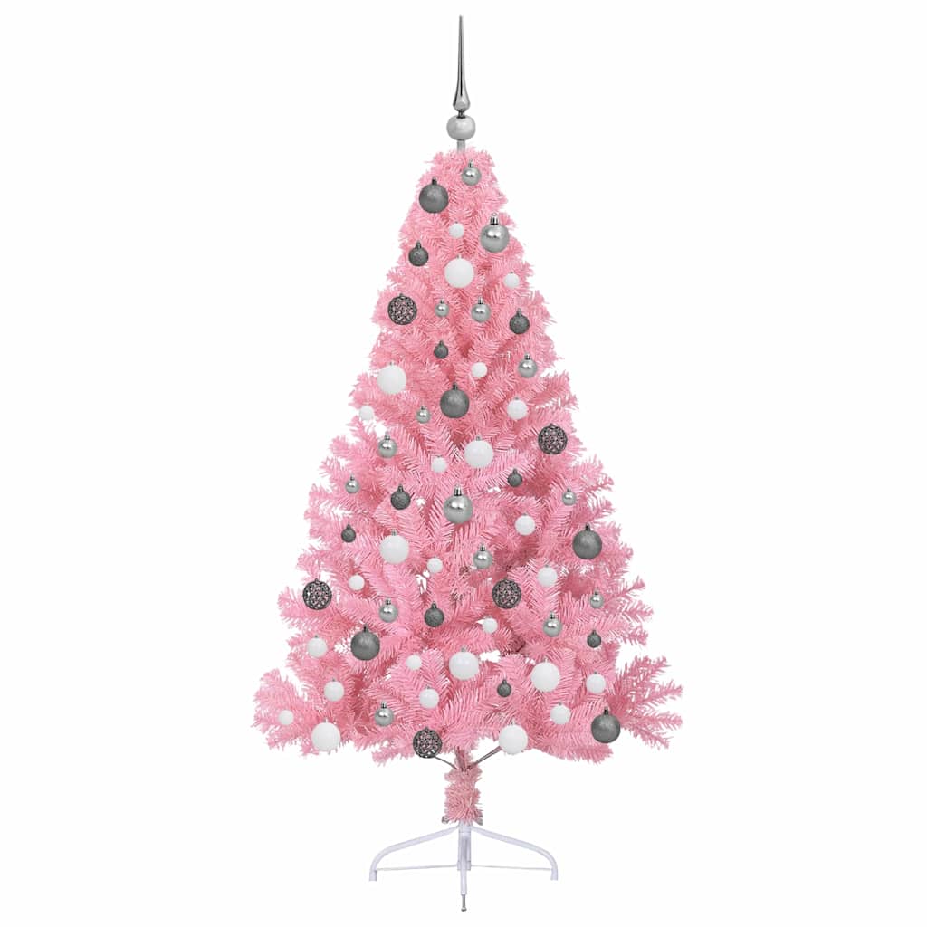 8721288280350_wbg-fr_en_hd_4 vidaXL Artificial Pre-lit Christmas Tree Pink 180 cm PVC - Image 5