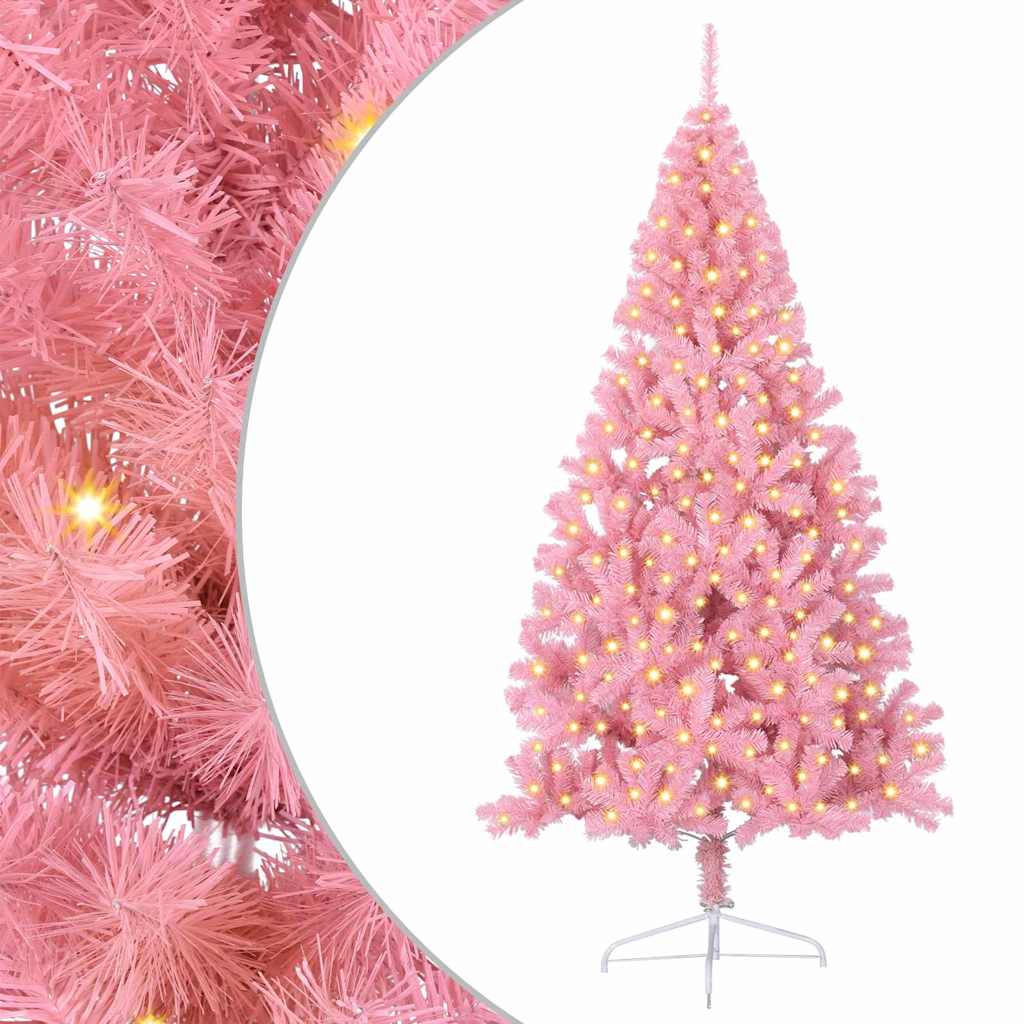 8721288280459_wbg-an-m_en_hd_1 vidaXL Artificial Pre-lit Christmas Tree Pink 210 cm PVC - Image 2