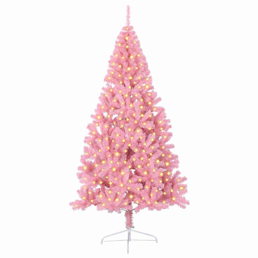 8721288280459_wbg-fr_en_hd_2 vidaXL Artificial Pre-lit Christmas Tree Pink 210 cm PVC - Image 3