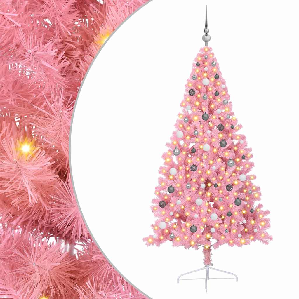 8721288280480_wbg-an-m_en_hd_1 vidaXL Artificial Pre-lit Christmas Tree Pink 210 cm PVC - Image 2
