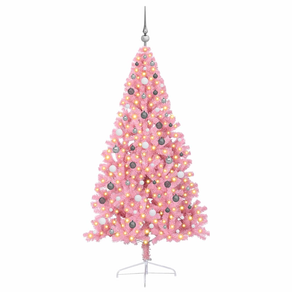 8721288280480_wbg-fr_en_hd_2 vidaXL Artificial Pre-lit Christmas Tree Pink 210 cm PVC - Image 3