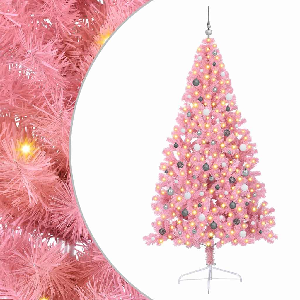8721288280619_wbg-an-m_en_hd_1 vidaXL Artificial Pre-lit Christmas Tree Pink 240 cm PVC - Image 2